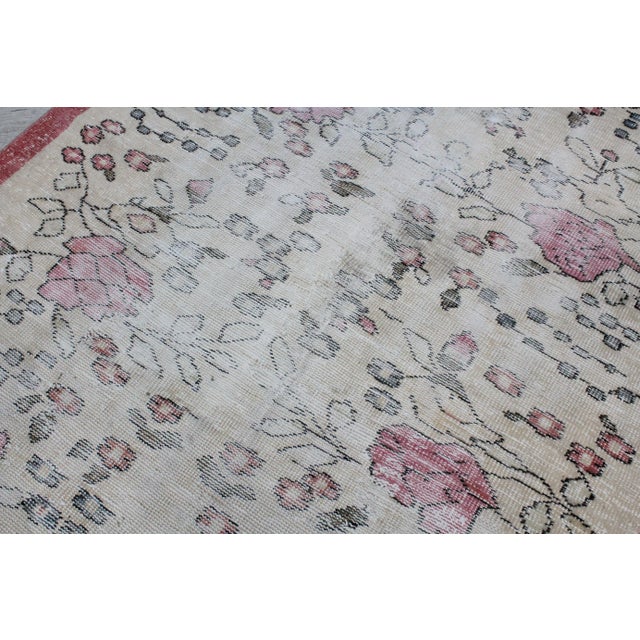 Floral Designed Vintage Turkish Area Rug - 57"x 94.5" For Sale In Raleigh - Image 6 of 11