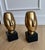 Metal Pair of Villa & House Alberto Statues / Sculptural Bookends | Cycladic-Inspired Gold Leaf Metal on Black Marble Bases, Heavy For Sale - Image 7 of 9