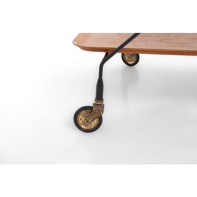 Wood Vintage Serving Trolley by Paul Nagel for Jie Gantofta, Sweden, 1960s For Sale - Image 7 of 9