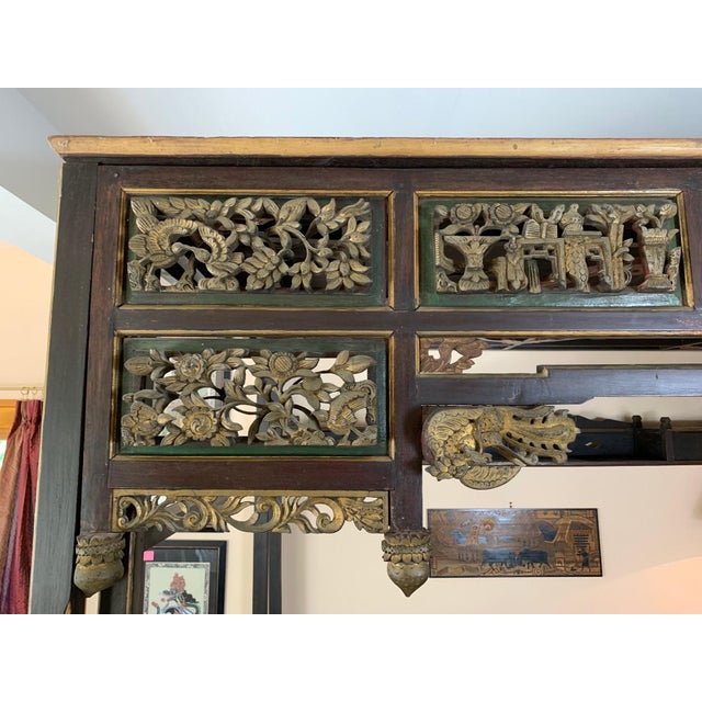 19th Century Chinese Polychrome and Gilt Canopy Wedding Bed For Sale - Image 9 of 18