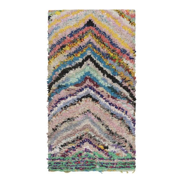 Vintage Moroccan Rug With Polychromatic Chevron Patterns, From Rug & Kilim For Sale