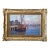 Impressionist Oil Painting on Board of City Harbor Scene in Original Frame For Sale
