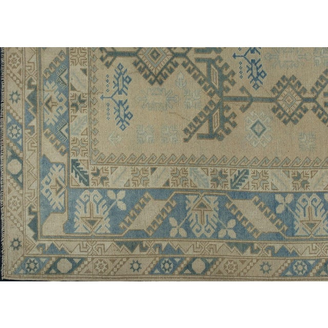 Cream & Blue Turkish Vintage Rug 6'4" x 9'8" For Sale - Image 4 of 9