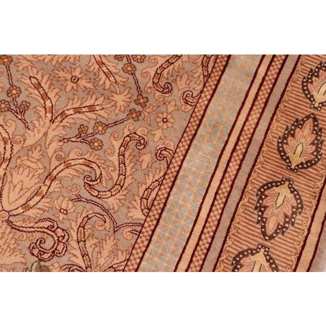 1990s Shabby Chic 1990's Pak-Persian Taupe/Gold Wool Rug - 6'1'' X 9'7'' For Sale - Image 5 of 9