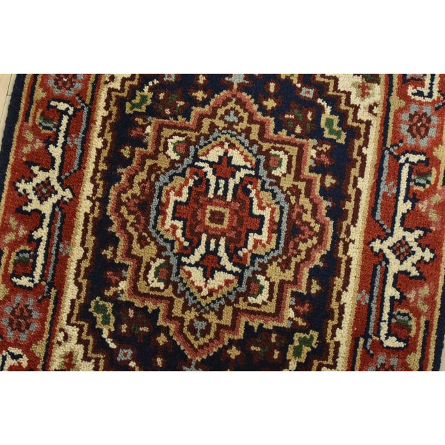 Heriz Rug 2′ X 3′ Blue Wool Traditional Hand-Knotted Oriental Carpet For Sale - Image 4 of 7