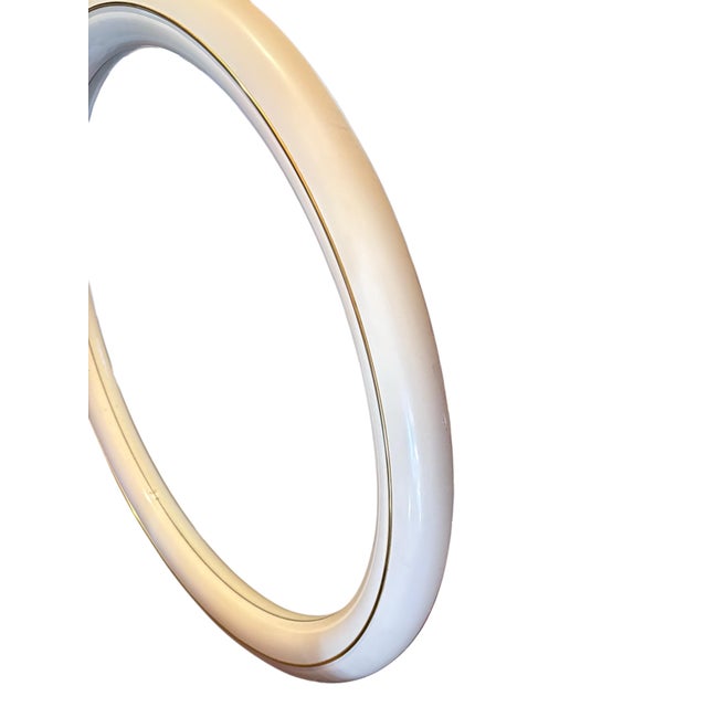 White Post Modern Lane White & Gold Circular Vanity Bathroom Mirror, VTG Wall Hanging Mirror For Sale - Image 8 of 10