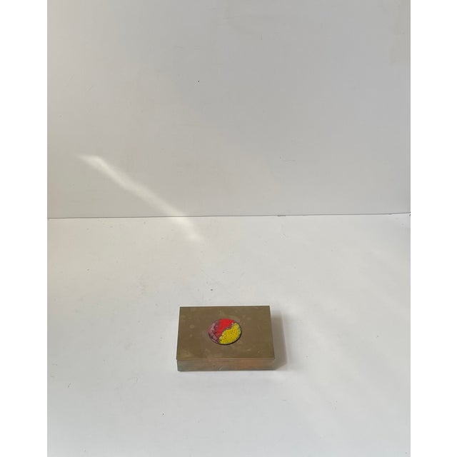 Red Art Deco Cigar Box in Brass and Enamel, 1930s For Sale - Image 8 of 9