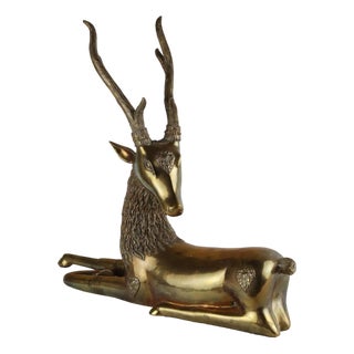 Hollywood Regency Polished Brass Deer For Sale