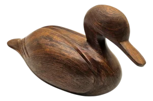 Minimalist Hand-Carved Solid Wood Duck Sculpture, Decoy Form, 14.25"