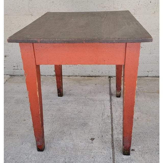 Primitive Farmhouse Style Barn Red Tavern / Work Table For Sale - Image 9 of 9