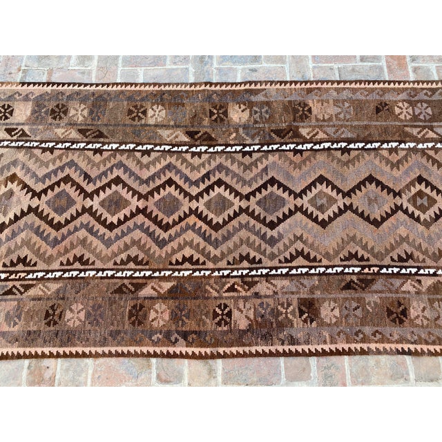 Afghan Maimana Kilim Area Rug, Handwoven Wool, 5x8, Brown & Blush For Sale - Image 6 of 12