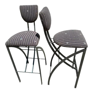 Postmodern Memphis Style Textile Sculptural Bar Stools - a Pair