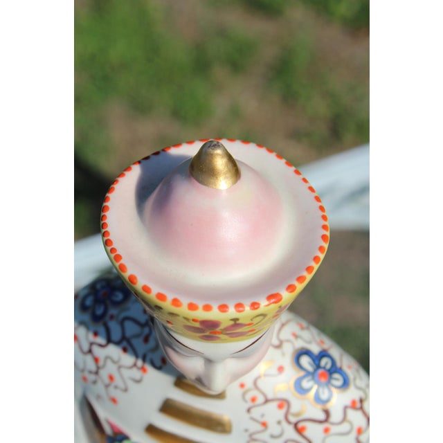 Italian Ceramic Asian Woman Handpainted Chinoiserie Figurine For Sale - Image 9 of 18