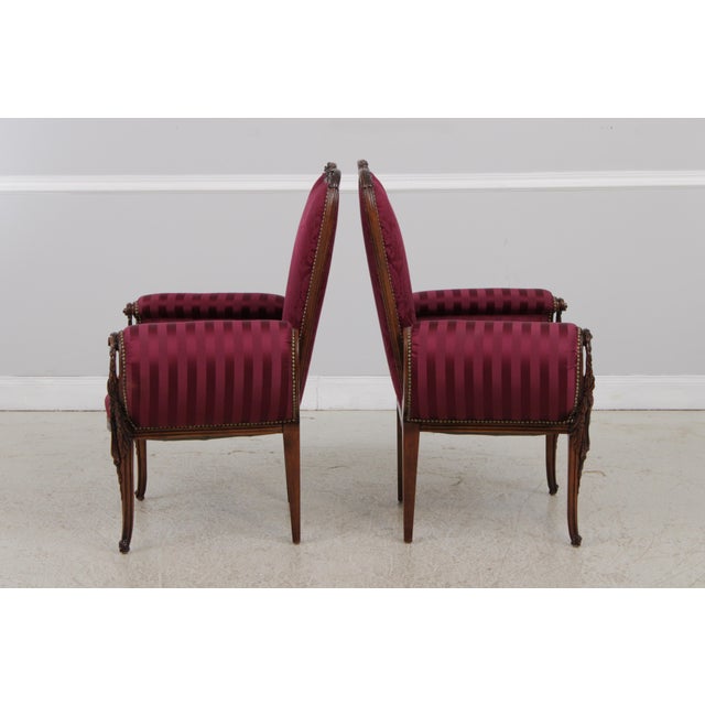 French Pair Vintage Louis XV Mahogany Fireside Armchairs For Sale - Image 3 of 14