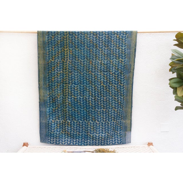 Swirling Seas Vintage Indigo Printed Throw For Sale In Los Angeles - Image 6 of 9