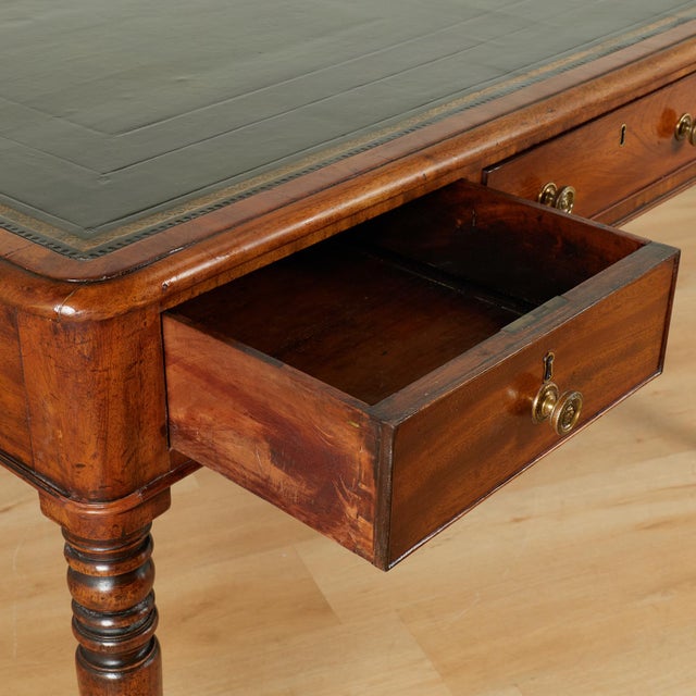 Antique George IV Leather Top Partners Desk For Sale - Image 10 of 17