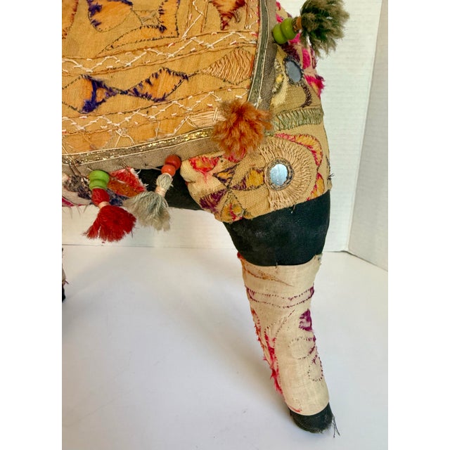 Antique Rajasthani Embroidered Textile Art Horse Figurative Sculpture For Sale - Image 9 of 12