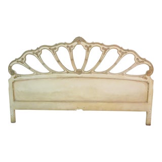 French Style Cream & Gilt Paint Decorated King Size Headboard For Sale