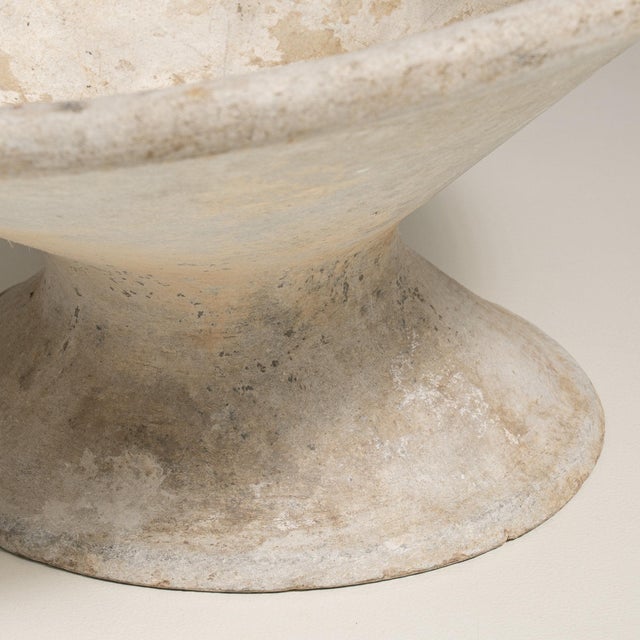 1960-1969 France Weathered Antique White Painted Flared Bowl Planter For Sale - Image 9 of 9