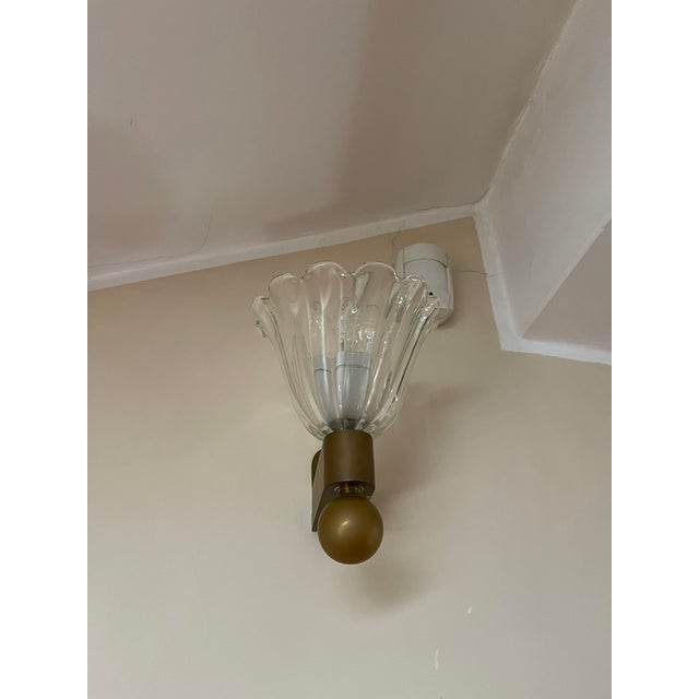 Vintage Art Deco Brass and Glass Wall Lamp, 1930 For Sale - Image 4 of 8