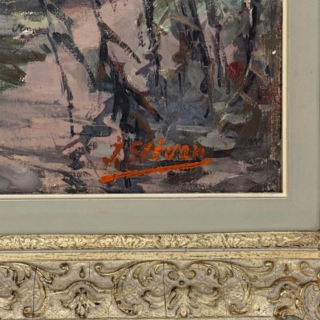 Framed Oil Painting on Canvas by Jean Stevan (1896-1962) 'The Pond in Autumn' For Sale - Image 14 of 15