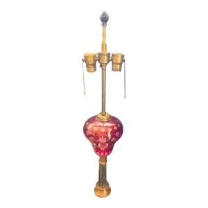 Late 18th Century Ruby Red Cut Glass Table Lamp