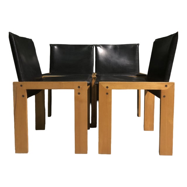 Vintage Italian Side Chairs in the style of Scarpa, 1969, Set of 4 For Sale