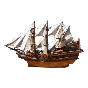 Vintage Large Ship Model Custom Hand Made Wood Galleon Dreadnought Gunship
