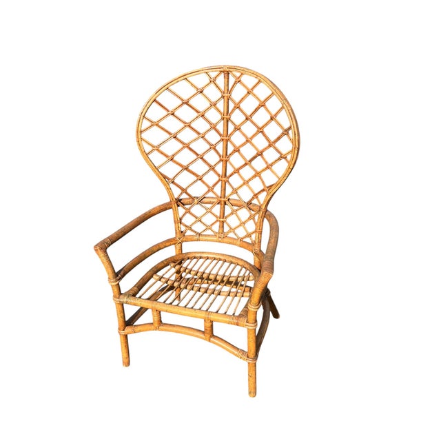 Brown Late 20th Century Ficks Reed Peacock Fan Balloon Back Rattan Chairs a Pair For Sale - Image 8 of 10