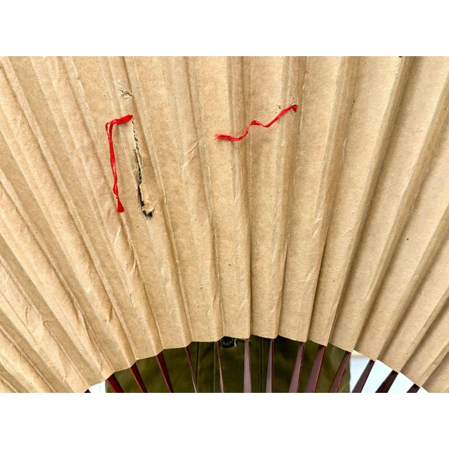 Monumental 70" Vintage Chinese Hand-Painted Gilt Wall Fan - "Cranes & Pine" For Sale - Image 12 of 15