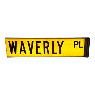 1960s New York City Yellow Reflective Street Sign "Waverly Pl" - Greenwich Village For Sale