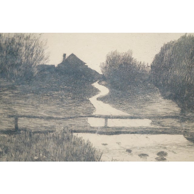 Antique Henry Mortikar Rosenberg Babbling Brook Panoramic Landscape Etching 25" For Sale - Image 15 of 15