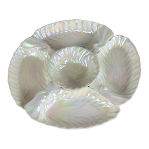 Vintage 14" California Pottery Iridescent Scallop Centerpiece Serving Platter