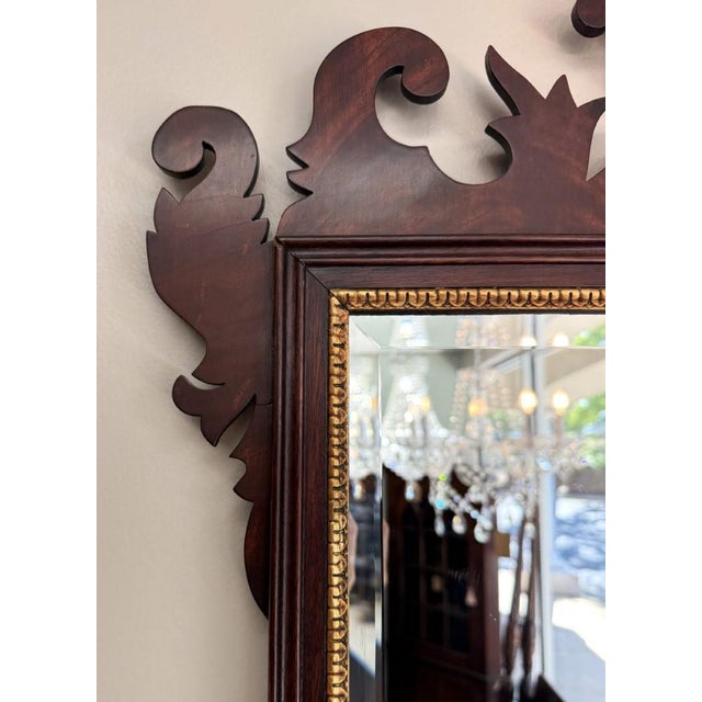 Henkel Harris Mahogany Carved Mirror With Gold Accents Model No. H-6 For Sale In Raleigh - Image 6 of 7