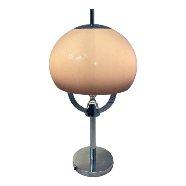 Mushroom Table Lamp with Pink Acrylic Shade For Sale