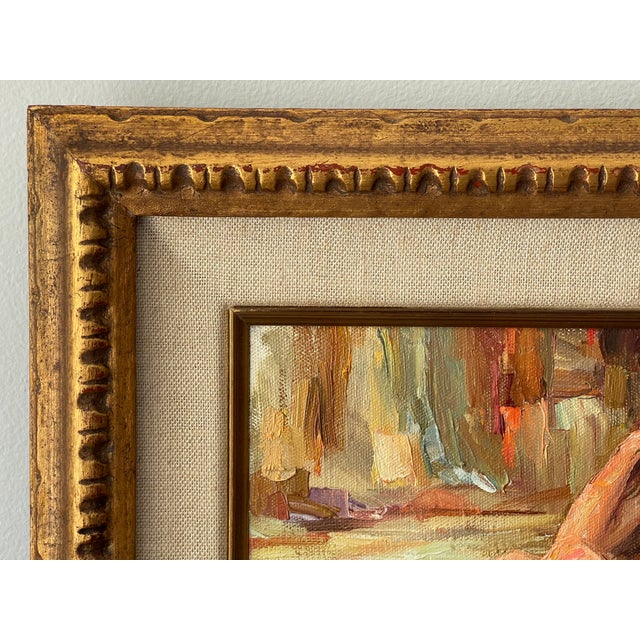 Textile Vintage Nude Oil Painting in Dappled Impasto Framed For Sale - Image 7 of 12