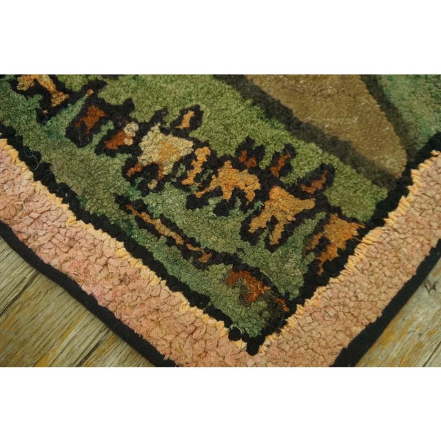 Textile 1940s Gray Pictorial Dog Vintage American Hooked Rug 2' 3'' X 3' 3'' Handknotted Wool Carpet For Sale - Image 7 of 9