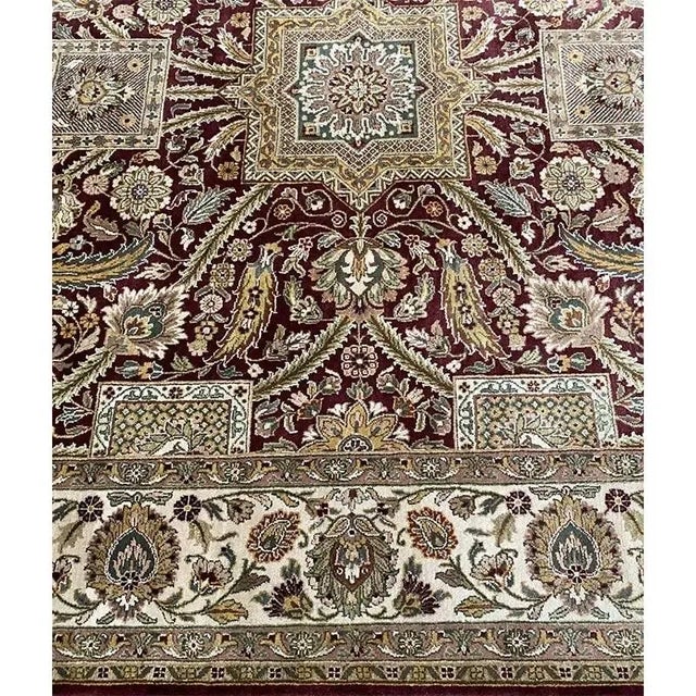 Burgundy Early 21st Century Handwoven Indian Agra Area Rug 10'2" X 13'10" For Sale - Image 8 of 12