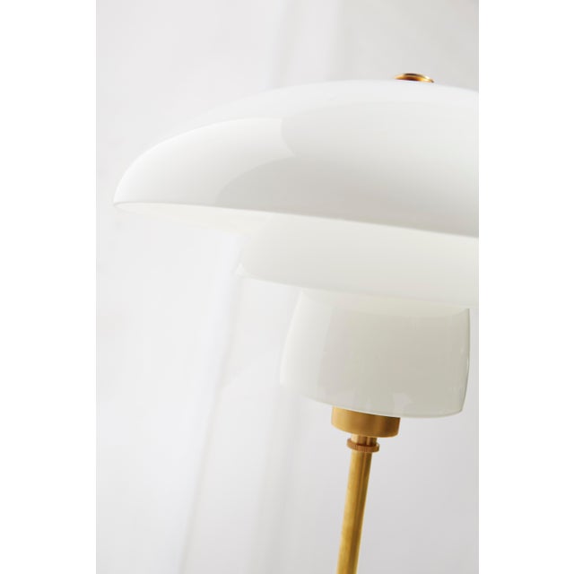Whitman Desk Lamp in Hand-Rubbed Antique Brass with White Glass Shade Designer: Thomas O'Brien Height: 19" Shade Detail:...