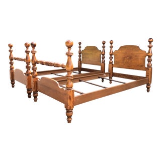 Ethan Allen Solid Maple Cannonball Twin Beds- a Pair For Sale
