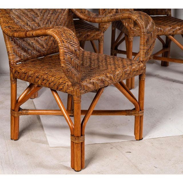 Wood A Vintage Set of Four Wicker and Rattan Armchairs For Sale - Image 7 of 8