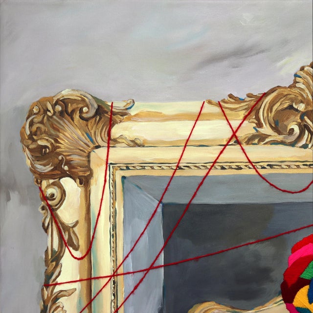 Figurative A Figure in a Frame - Figurative Surrealist Portrait Painting Original Artwork by Iqi Qoror For Sale - Image 3 of 9
