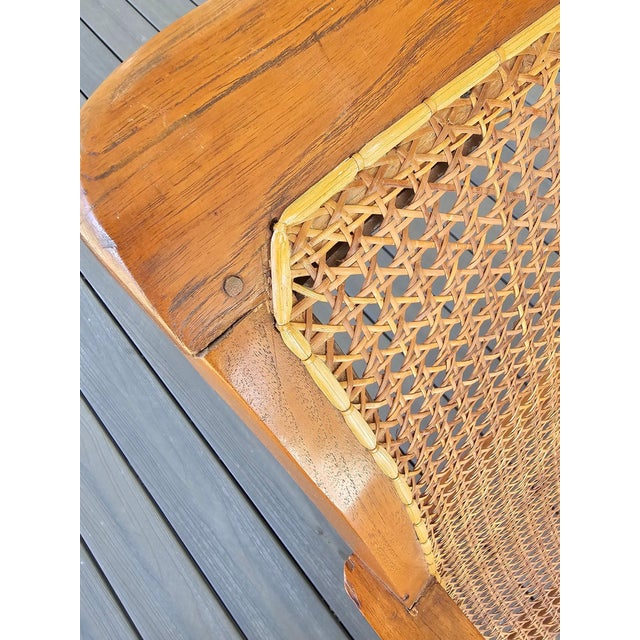 Brown Antique 19th Century Oak Plantation Chair With Original Folding Leg Rests For Sale - Image 8 of 15