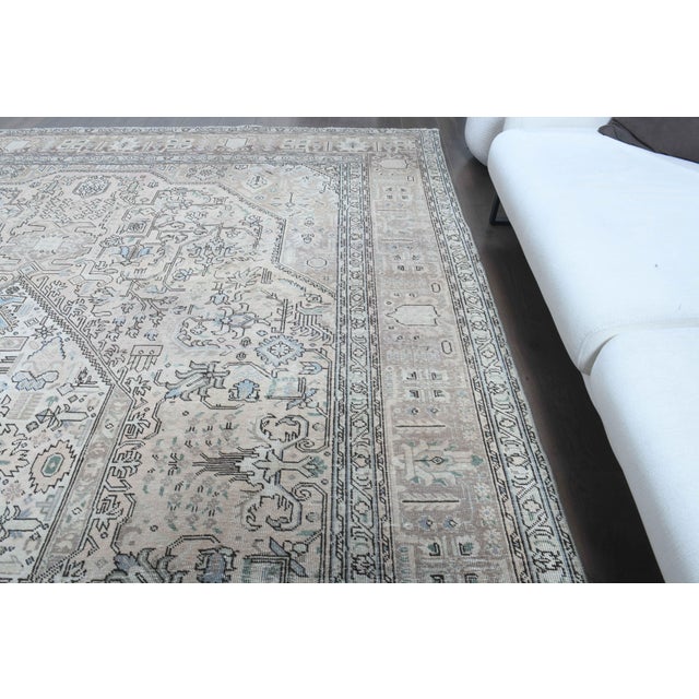 1970s Vintage Persian Handmade Wool Cotton Light Gray Area Rug For Sale - Image 4 of 11