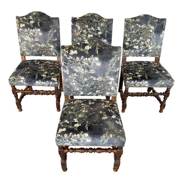 Vintage Louis XIII Style Dining Chairs – Set of 4 For Sale