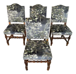 Vintage Louis XIII Style Dining Chairs – Set of 4
