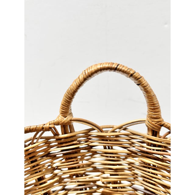 Vintage Hand Woven Bread Basket With Wrapped Handles For Sale In Louisville - Image 6 of 9