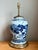 Antique Style Blue Ceramic Lamp With Wooden Base For Sale - Image 16 of 17