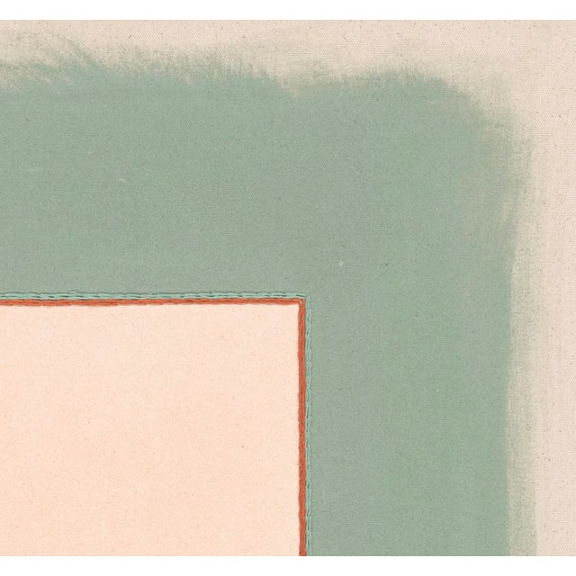 Pair of Sage Green, Pale Pink and Peach Abstract Art Prints | Set of 2, 30 X 30 Prints in Wood Frames For Sale In New York - Image 6 of 6