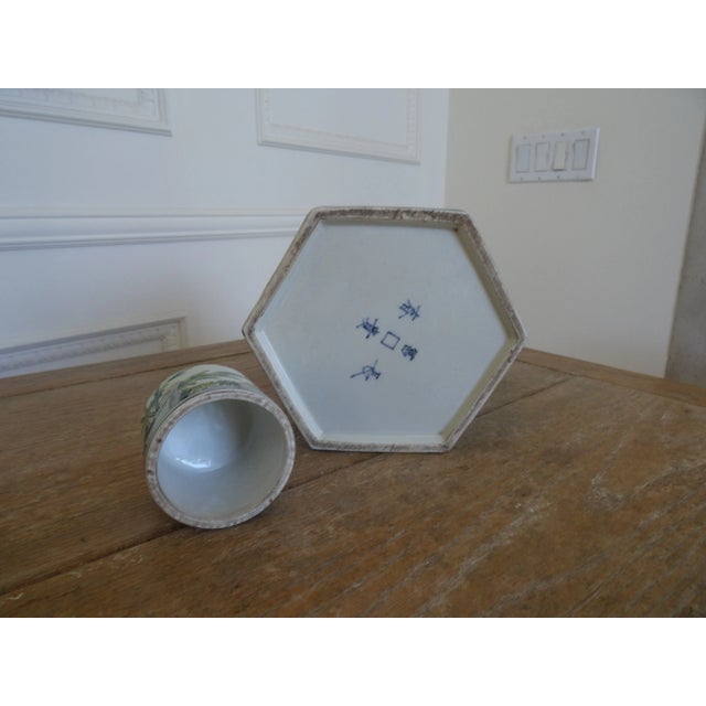 Antique White Mid 20th Century Chinese Hexagonal Covered Jar For Sale - Image 8 of 8